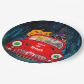 シュナウザードッグドライビングカーホラーハロウィーン ペーパープレート (アングル)