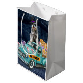 シュナウザードッグハロウィーントラック怖い夜 ミディアムペーパーバッグ (裏面アングル)