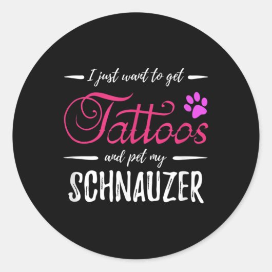 シュナウザードッグ恋人タトゥーおもしろい犬マママギフトアイディア ラウンドシール (正面)