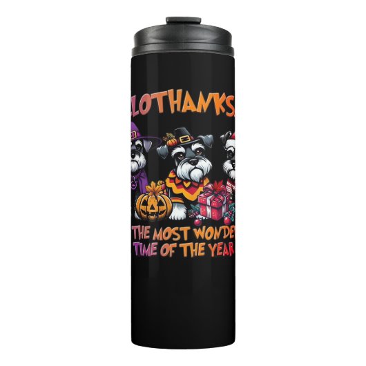 シュナウザーハロウィンサンクスギビングクリスマスクラシック タンブラー (正面)