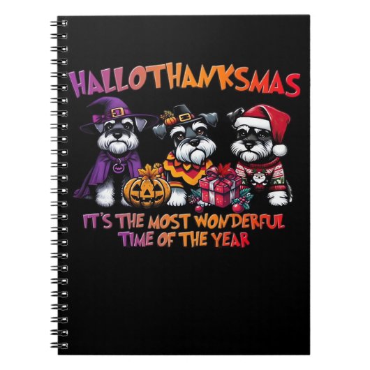 シュナウザーハロウィンサンクスギビングクリスマスクラシック ノートブック (正面)