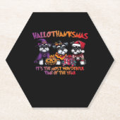 シュナウザーハロウィンサンクスギビングクリスマスクラシック ペーパーコースター (正面)