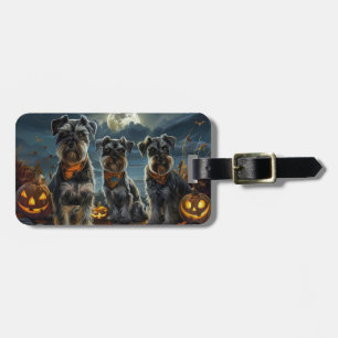 シュナウザーハロウィン不気味 ラゲッジタグ