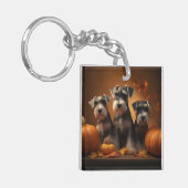 シュナウザーパピーオータムレッドデライトカボチャ キーホルダー (正面左)