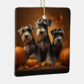 シュナウザーパピーオータムレッドデライトカボチャ セラミックオーナメント (右)