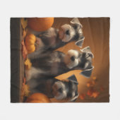 シュナウザーパピーオータムレッドデライトカボチャ フリースブランケット (正面(横))