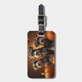 シュナウザーパピーオータムレッドデライトカボチャ ラゲッジタグ (正面縦)