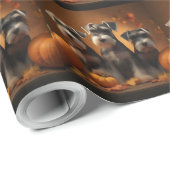 シュナウザーパピーオータムレッドデライトカボチャ ラッピングペーパー (ロールコーナー)