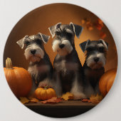 シュナウザーパピーオータムレッドデライトカボチャ 缶バッジ (正面)