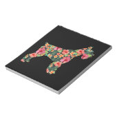 シュナウザーフラワーおもしろい犬シルエットフローラギフト ノートパッド (回転)