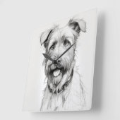 シュナウザーポートレート鉛筆画 スクエア壁時計 (傾斜)