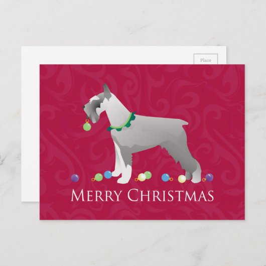 シュナウザーメリークリスマスデザイン シーズンポストカード (正面/裏面)