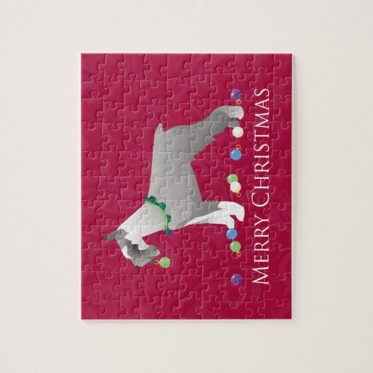 シュナウザーメリークリスマスデザイン ジグソーパズル (縦)