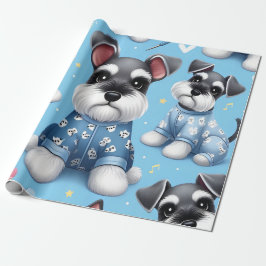 シュナウザー動物柄のかわいい犬 ラッピングペーパー