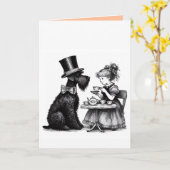 シュナウザー折り畳みグリーティングカード カード (黄色い花)