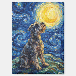シュナウザー星空の夜の絵画 マグネット