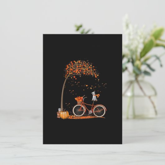 シュナウザー犬とカボチャ自転車秋葉 サンキューカード (スタンド正面)