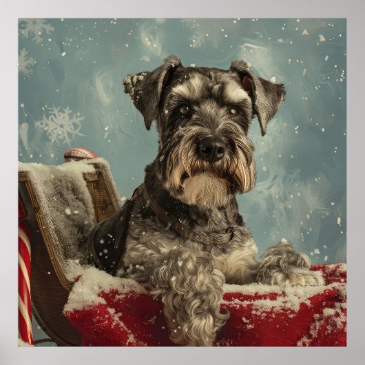 シュナウザー犬のクリスマスフェスティブデザイン ポスター (正面)