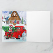 シュナウザー犬のクリスマス配達トラックの雪 カード (内部)