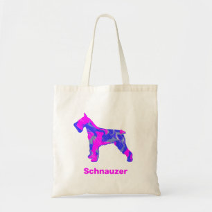 シュナウザー犬のシルエット クレイジー ホット ピンク トートバッグ