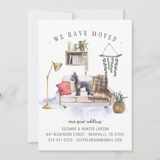 シュナウザー犬の引越し告知 案内状 (正面)