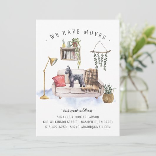 シュナウザー犬の引越し告知 案内状 (スタンド正面)