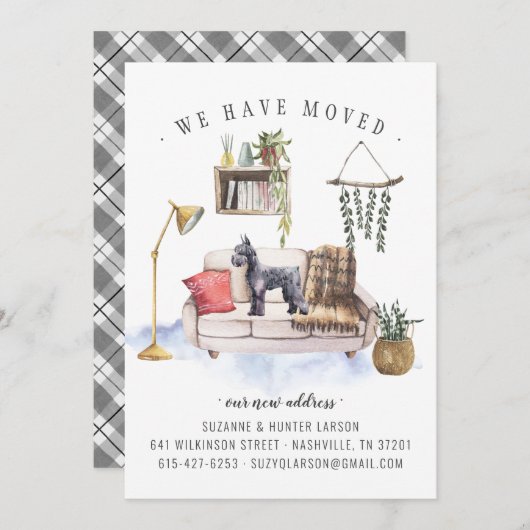 シュナウザー犬の引越し告知 案内状 (正面/裏面)