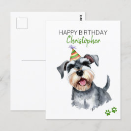 シュナウザー犬の誕生日カードをオーダーメイド ポストカード