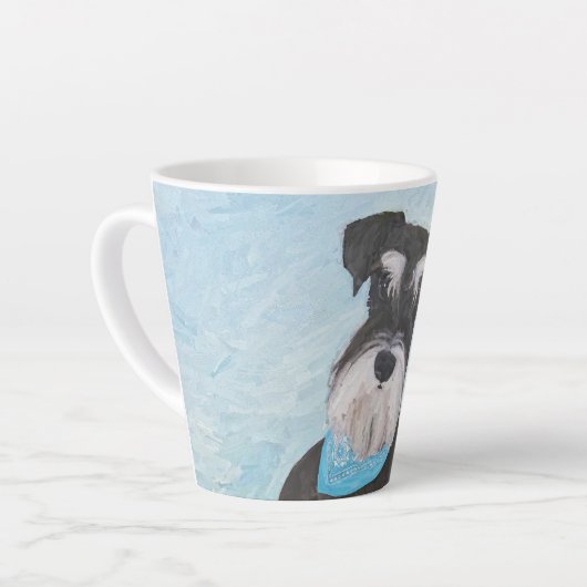 シュナウザー絵画ズ – かわいいオリジナル犬 カフェラテマグ (左アングル)