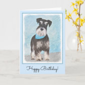 シュナウザー絵画ズ – かわいいオリジナル犬 カード (黄色い花)