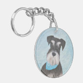 シュナウザー絵画ズ – かわいいオリジナル犬 キーホルダー (正面左)