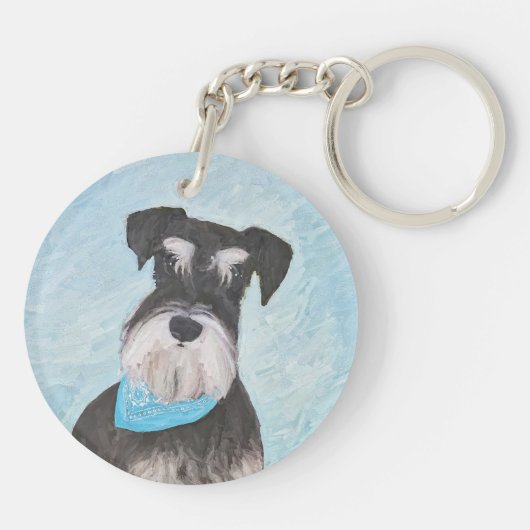 シュナウザー絵画ズ – かわいいオリジナル犬 キーホルダー (裏面)