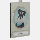 シュナウザー絵画ズ – かわいいオリジナル犬 シルバープレートバナーオーナメント (右)
