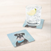 シュナウザー絵画ズ – かわいいオリジナル犬 スクエアペーパーコースター (インサイチュ)