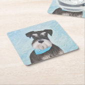 シュナウザー絵画ズ – かわいいオリジナル犬 スクエアペーパーコースター (アングル)