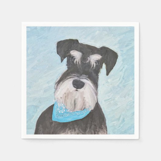 シュナウザー絵画ズ – かわいいオリジナル犬 スタンダードカクテルナプキン (正面)