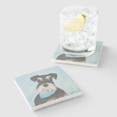シュナウザー絵画ズ – かわいいオリジナル犬 ストーンコースター (横)