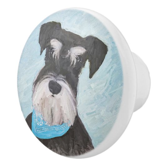 シュナウザー絵画ズ – かわいいオリジナル犬 セラミックノブ (右)