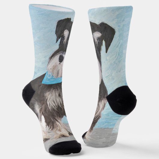 シュナウザー絵画ズ – かわいいオリジナル犬 ソックス (傾斜あり)