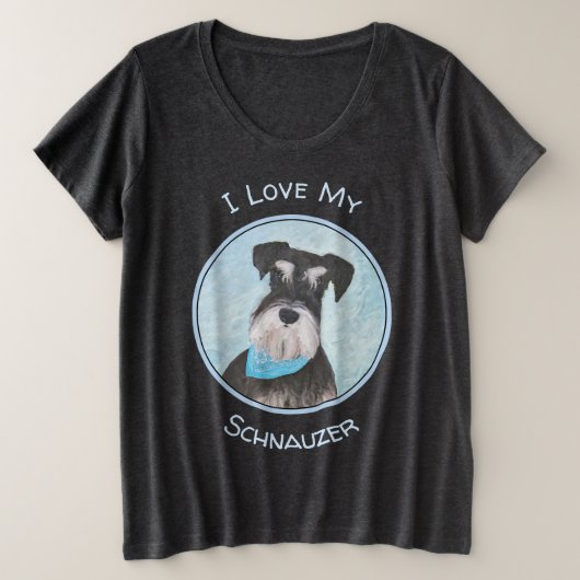シュナウザー絵画ズ – かわいいオリジナル犬 プラスサイズTシャツ (デザイン正面)