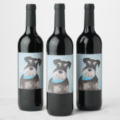 シュナウザー絵画ズ – かわいいオリジナル犬 ワインラベル (ボトル)