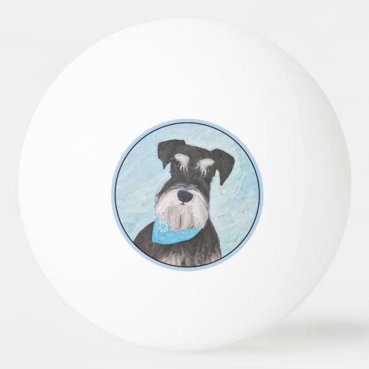シュナウザー絵画ズ – かわいいオリジナル犬 卓球ボール (正面)