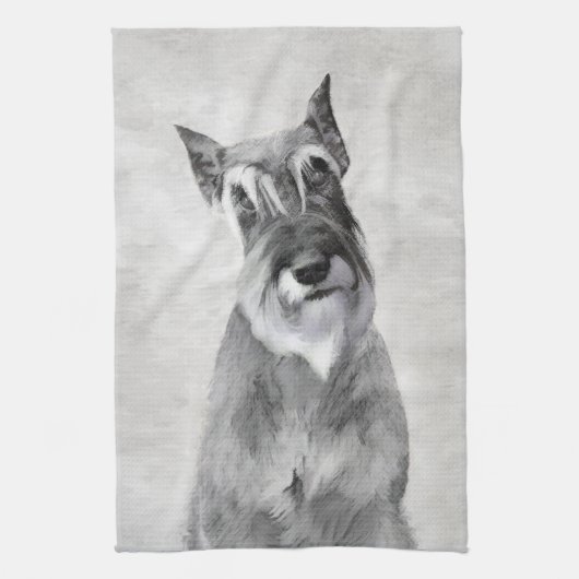 シュナウザー絵画ズ(巨人) - Dog Art キッチンタオル (縦)