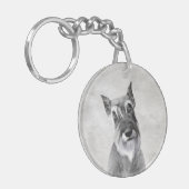 シュナウザー絵画ズ（巨人） - Dog Art キーホルダー (正面左)