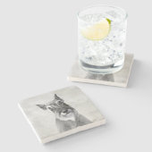 シュナウザー絵画ズ（巨人） - Dog Art ストーンコースター (横)