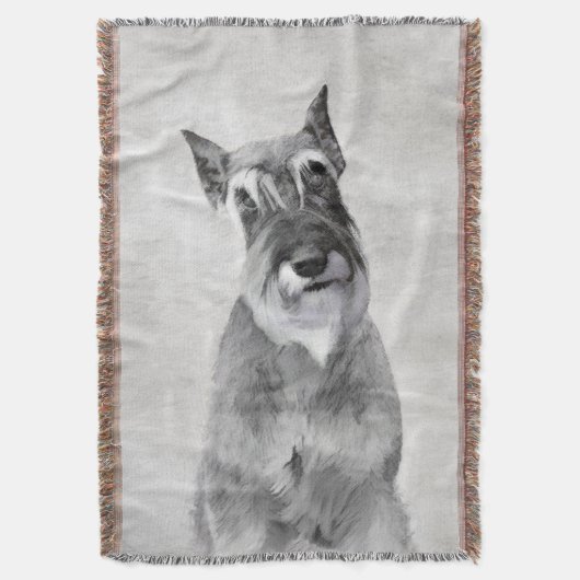 シュナウザー絵画ズ(巨人) - Dog Art スローブランケット (正面縦)