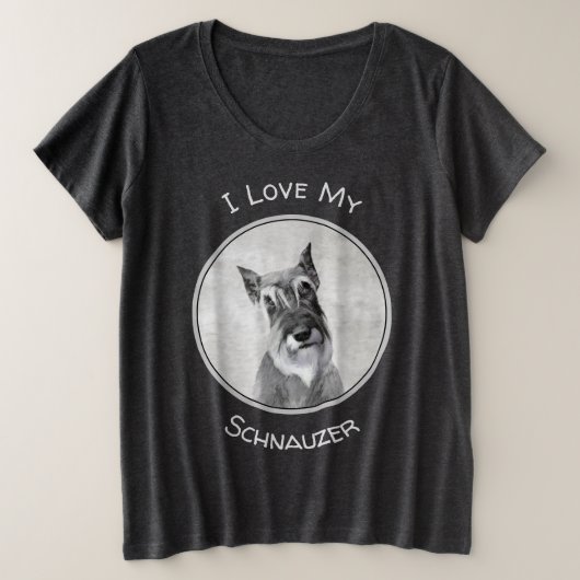 シュナウザー絵画ズ(巨人) - Dog Art プラスサイズTシャツ (デザイン正面)