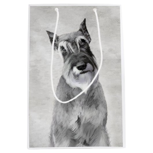 シュナウザー絵画ズ（巨人） - Dog Art ミディアムペーパーバッグ (正面)