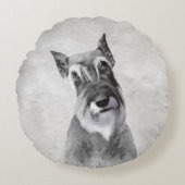 シュナウザー絵画ズ(巨人) - Dog Art ラウンドクッション (正面)