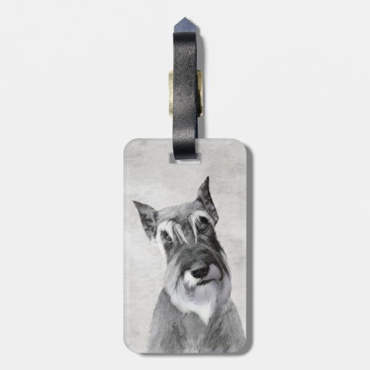 シュナウザー絵画ズ(巨人) - Dog Art ラゲッジタグ (裏面縦)